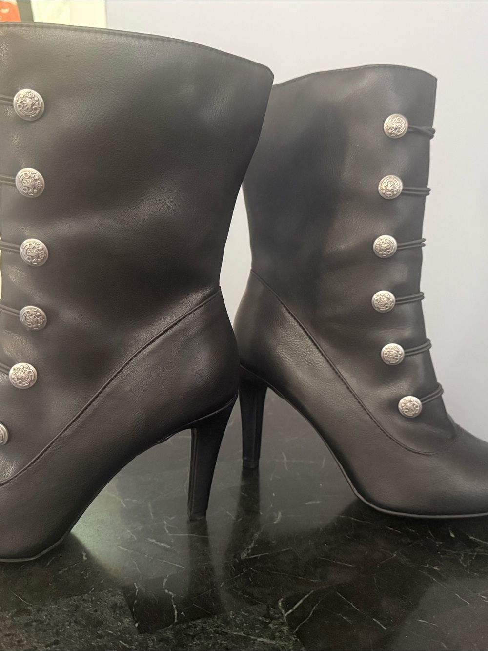 Rialto Chung Women's Black Mid-Calf Stiletto Pointed Toe Side Zip Boots 8 M